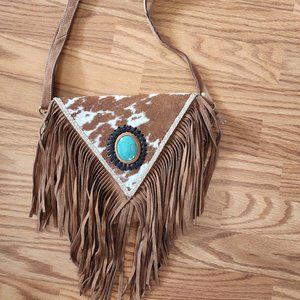 Genuine Handmade Cowhide Leather Flip Top Crossbody Bag